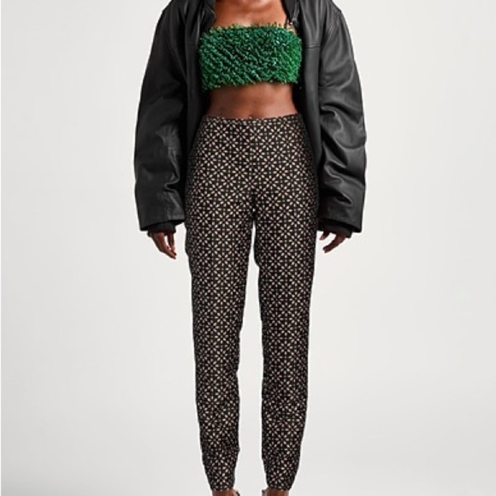 Michael Kors Black Patterned Straight Leg Pants